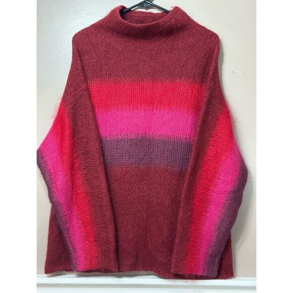 Rag & Bone Holland Funnel Neck Burgundy Mohair & Alpaca Blend Sweater Medium - Picture 3 of 11